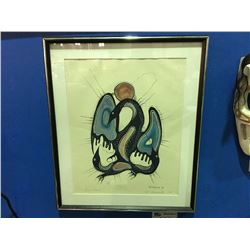 FRAMED LIMITED EDITION TRANSFER PRINT  TITLED "LOON DANCER" BY ARTIST S. PANANICK # 6/300