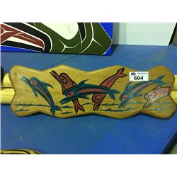 CARVED & PAINTED  CEDAR  PLAQUE BY BC FIRST NATIONS ARTIST BRAD BAZILLE