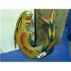 CARVED & PAINTED  CEDAR  PLAQUE BY BC FIRST NATIONS ARTIST BRAD BAZILLE