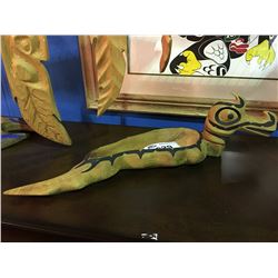 CARVED & PAINTED CEDAR "SEA SERPENT" BOWL BY ARTIST BRAD BAZILLE