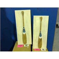 SET OF 2 WOOD CRAFTED DECORATIVE CANOE PADDLE WALL HANGING