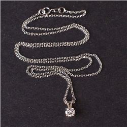 Pendant with Chain in White 10K Gold with Diamond
