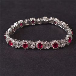Ladies Bracelet in White 18K Gold with Diamonds and rubies