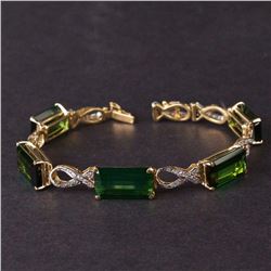Ladies Bracelet in Yellow 18K Gold with Tourmalines and diamonds
