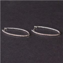 Ladies Earrings in White 14K Gold with Diamonds