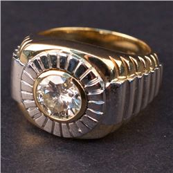 Ladies Ring in White and Yellow 14K Gold with Diamond