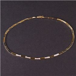 Ladies Necklace in Yellow and White 14K Gold with Diamonds