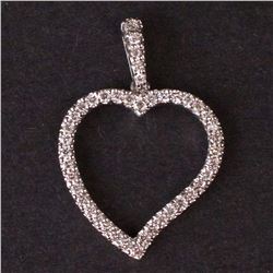 Ladies Heart Pendant in White 14K Gold with Diamonds