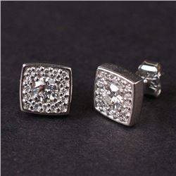 Ladies Earrings in White 14K Gold with Diamonds