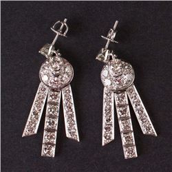 Ladies Earrings in White 14K Gold with Diamonds