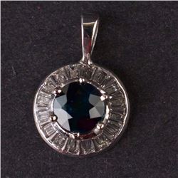 Ladies Pendant in Platinum with Diamonds and Sapphire