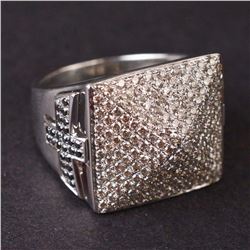 Men's Ring in White 14K Gold with Diamonds
