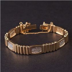 Ladies Bracelet in Yellow 14K Gold with Diamonds