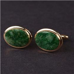 Men's Cufflinks in Yellow 14K Gold with Jades