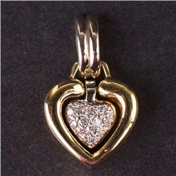 Ladies Heart Pendant in Yellow 18K Gold with Diamonds
