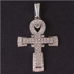 Cross Pendant in White 18K Gold with Diamonds