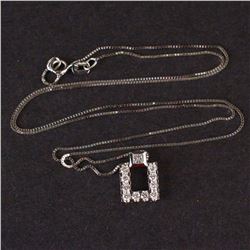 Ladies Necklace in White 14K Gold with Diamonds