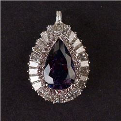Ladies Pendant in Platinum with Diamonds and Tanzanite