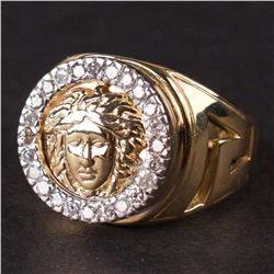 Men's "Medusa Design" Ring in Yellow and White 14K Gold