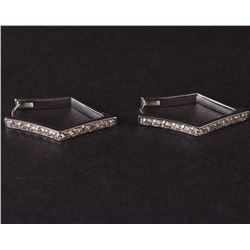 Ladies Earrings in White 14K Gold with Diamonds