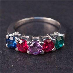 Ladies Ring in White 14K Gold with Synthetic Stones
