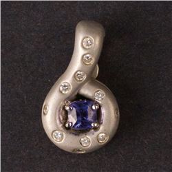 Ladies Pendant in White 18K Gold with Tanzanite and Diamonds