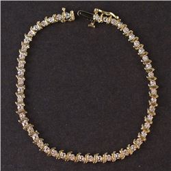 Ladies Bracelet in Yellow 10K Gold with Diamonds