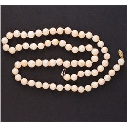 Ladies Necklace in Coral with Yellow 14K Gold Box Clasp