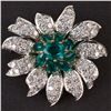 Image 1 : Ladies Flower Brooch in Yellow 14K Gold with Diamonds