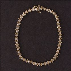 Ladies Bracelet in Yellow and White 10K Gold with Diamonds