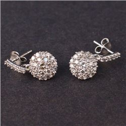 Ladies Earrings in White 14K Gold with Diamonds