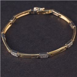 Ladies Bracelet in White and Yellow 14K Gold with Diamonds