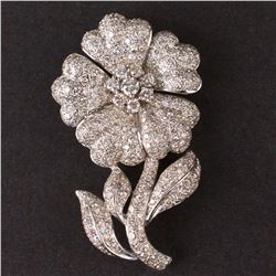 Ladies Flower Brooch in White 18K Gold with Diamonds
