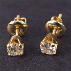 Ladies Earrings in Yellow 14K Gold with Diamonds