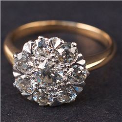 Vintage Ladies Ring in Yellow 18K Gold with Diamonds