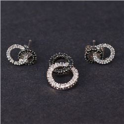 Ladies Earrings and Pendant in White 10K Gold with Diamonds