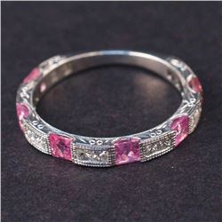 Ladies Ring in White 18K Gold with Sapphires and Diamonds