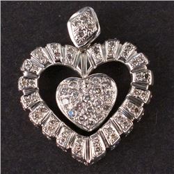 Ladies Heart Pendant in White 18K Gold with Diamonds