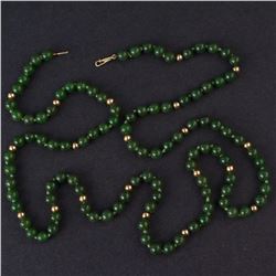 Jade Beads Necklace with Yellow 14K Gold Clasp