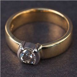 Ladies Ring in Yellow and White 14K Gold  with Diamond