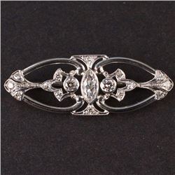 Vintage Brooch in White 18K Gold and Platinum with Diamonds