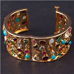 Ladies Bracelet in Yellow 18K Gold with Diamonds and Mixed Stones