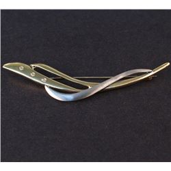 Ladies Brooch in Yellow 14K and White 10K Gold with Diamonds