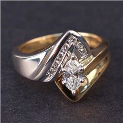 Ladies Ring in White and Yellow 14K Gold with Diamonds