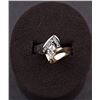 Image 8 : Ladies Ring in White and Yellow 14K Gold with Diamonds