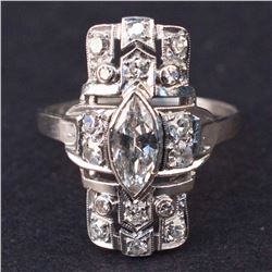 Vintage Ladies Ring in Platinum with Diamonds
