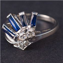Ladies Ring in White 14K Gold with Sapphires and Diamonds