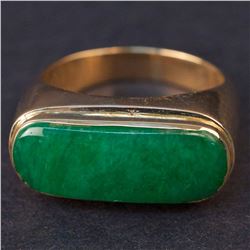 Men's Ring in Yellow 14K Gold with Jade
