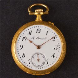 Pocket Watch "R. Carassale" in Yellow 18K Gold with Diamonds