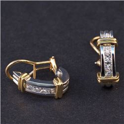Earrings in White and Yellow 14K Gold with Diamonds